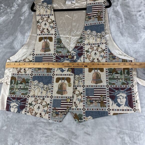 Raphael Lorenzo Tapestry Vest Womens 3X Tan America Liberty Bell Rushmore (1157) - Picture 8 of 9